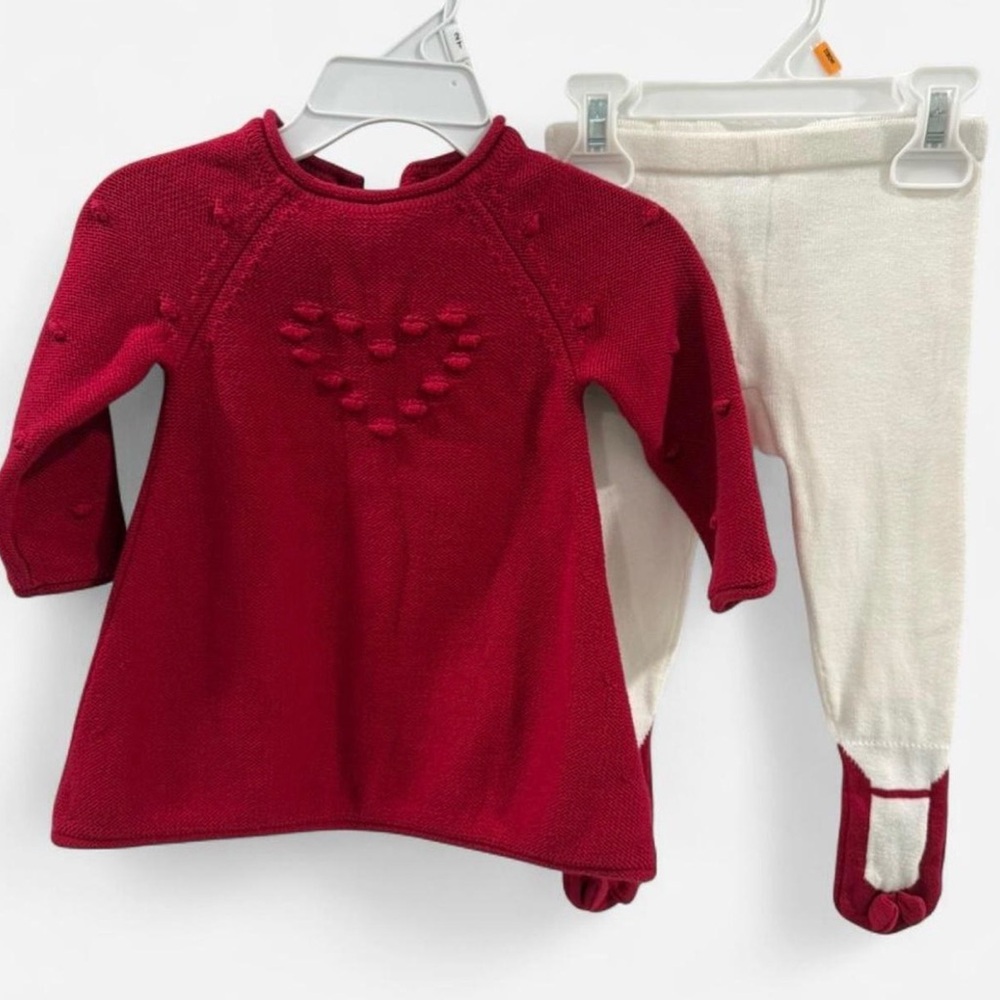 First Impressions Red Heart Knit dress and pants